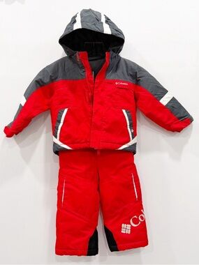 Columbia Bugaboo Ski Snow Suit Overalls Jacket Red Gray Size 3T Winter